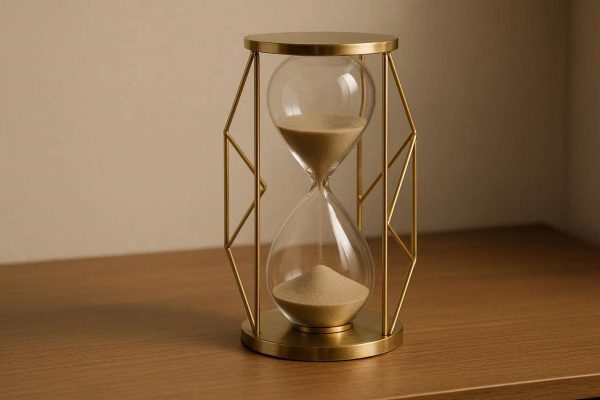 28 Luxury Brass Geometric Hourglass Timer Minimalist Metal Sand Glass Ornament Elegant Desktop Decor For Study Room