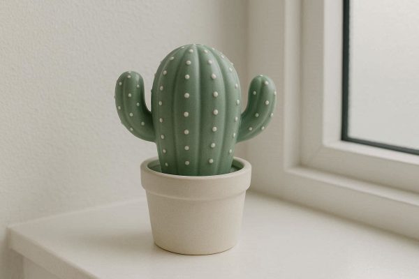 29 Nordic Cute Ceramic Cactus Figurine Faux Succulent Statue Minimalist Green Plant Sculpture For Bathroom Window Sill